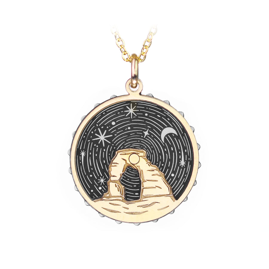 Celestial Arch Spinning Sterling Silver and Gold-Fill Necklace