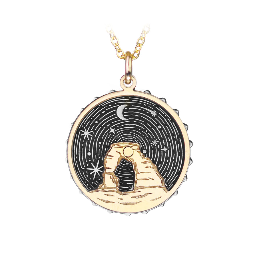 Celestial Arch Spinning Sterling Silver and Gold-Fill Necklace