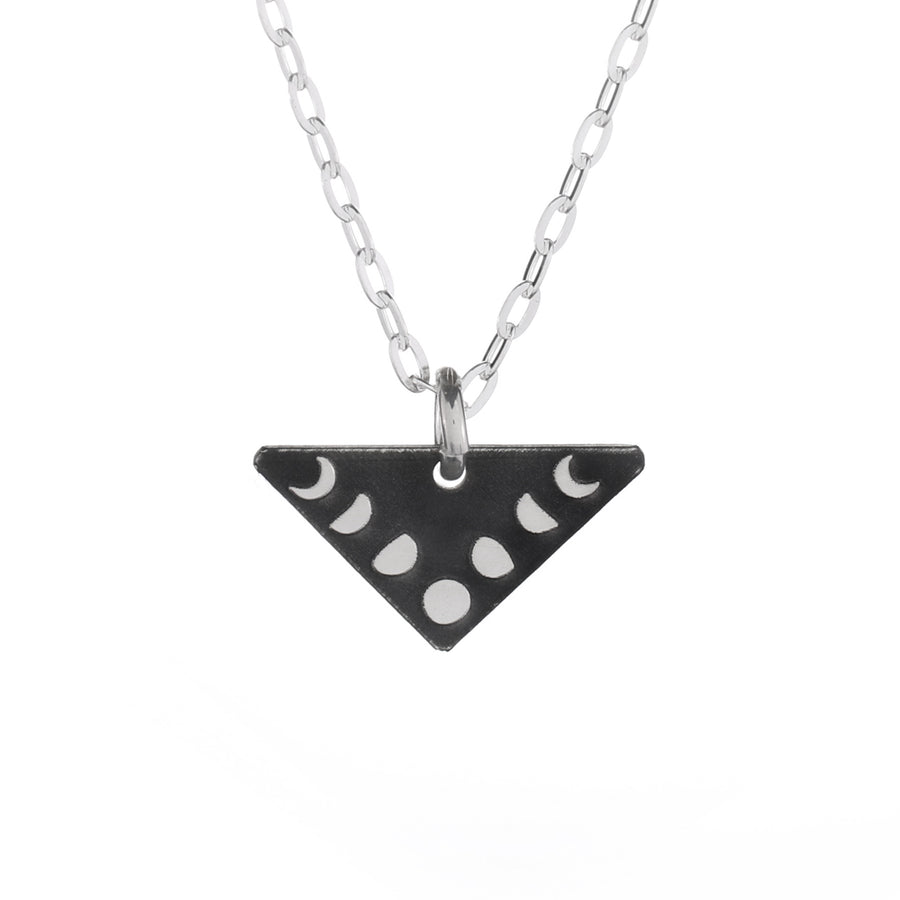 Black Moon Phases Mini Triangle Necklace