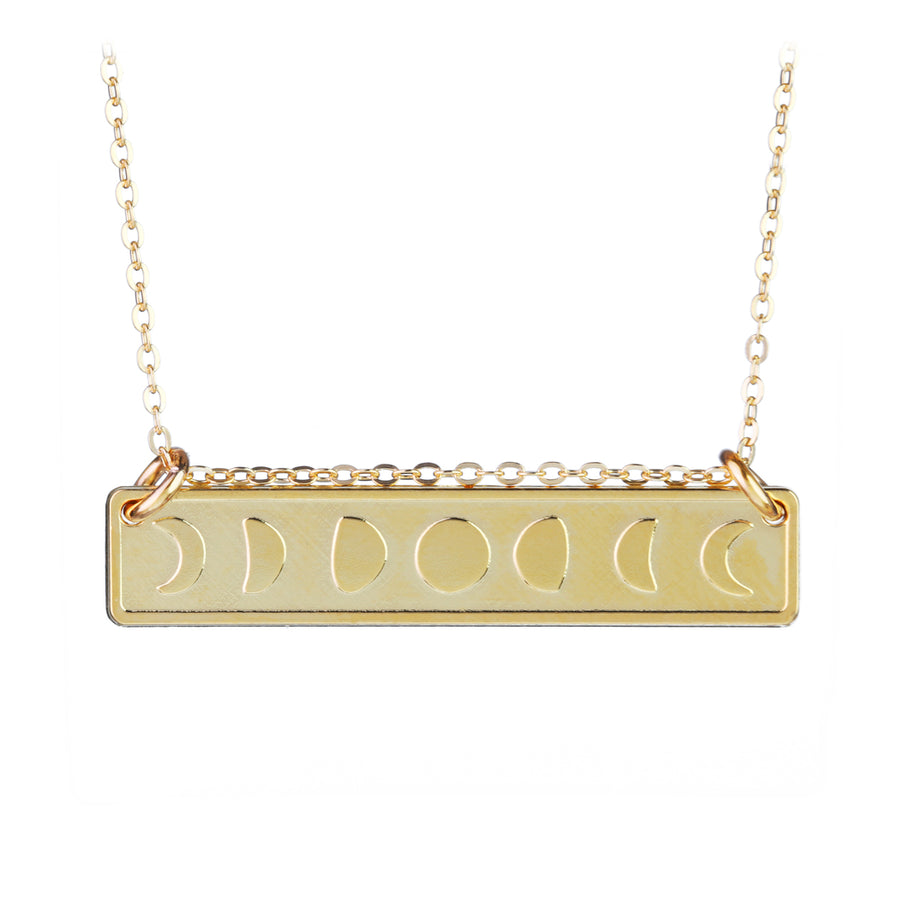 Moon Phases Bar Gold-fill Necklace